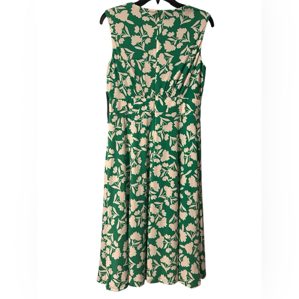 London Times Floral Inset Waist Midi Sleeveless Sundress - Picture 3 of 8
